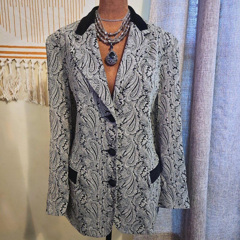 Talbots Black and Silver Vintage Blazer | Whimsigoth Aesthetic | Size 12